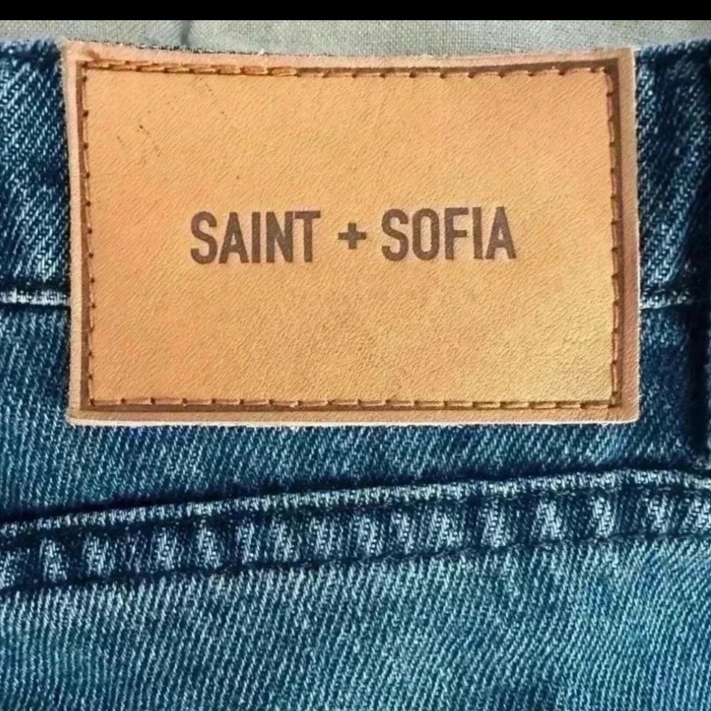 Saint + Sofia hayley side panel jean-mid blue jeans size 32 14 US - Picture 4 of 6